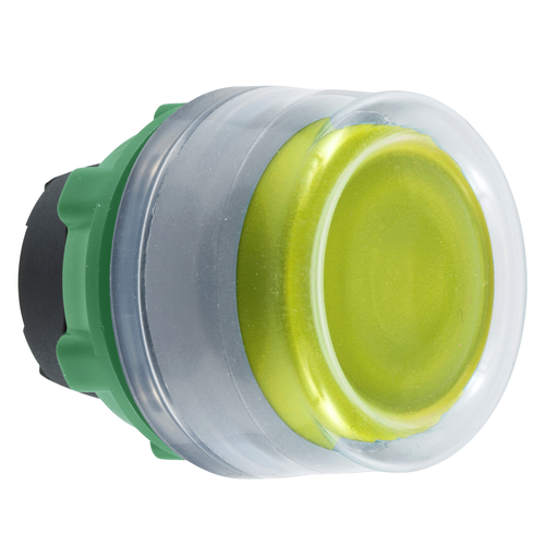 Yellow illum pushbutton head for integral LED booted cp grey