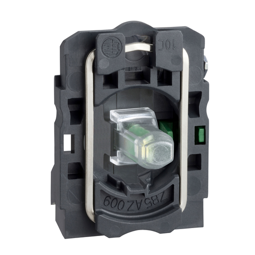 Blue light block with body/fixing collar with integral LED 24V 1NO