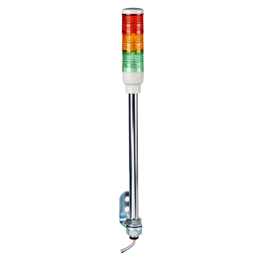 Monolithic tower light, red-orange-green, 40mm, tube mounting, steady, without buzzer, IP23, 24 V AC DC