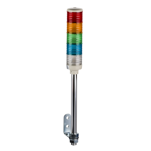 Monolithic tower light, red-orange-green-blue-clear, 60mm, tube mounting, steady, without buzzer, IP23, 24 V AC DC