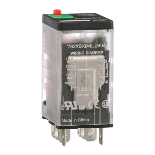 Power relay, Legacy, 15A, DPDT, 240 VAC, cover with locking push button and LED