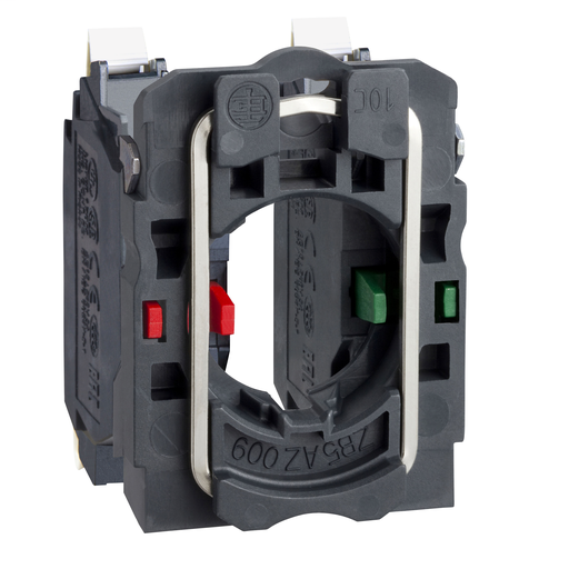 Single contact block with body/fixing collar 1NC+1NC spring clamp terminal