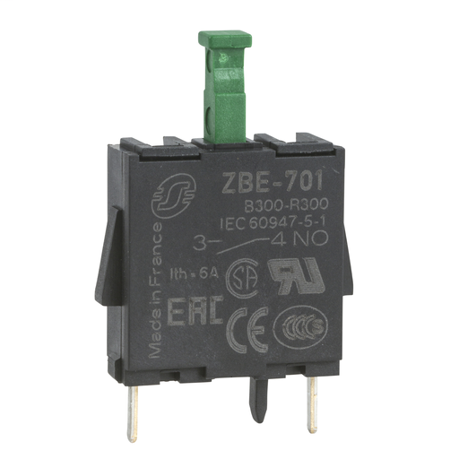 Single contact block for head Ø22 1NO silver alloy pins for PCB