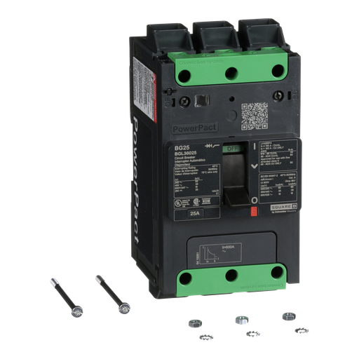 PowerPact B Circuit Breaker, 25A, 3P, 600Y/347V AC, 18kA at 600Y/347 UL EverLink