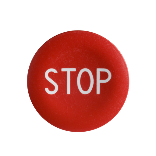 Red cap marked STOP for circular pushbutton Ø22