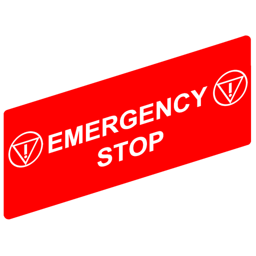 Marked legend 18×27 mm for legend holder 30×50 mm – E-stop sign – EMERGENCY STOP