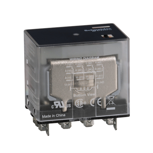 Power relay, Legacy, 15A, 4PDT, 120 VAC, clear cover with LED indicator