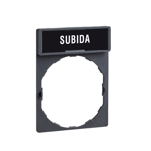 Legend holder 30 x 40 mm with legend 8 x 27 mm with marking SUBIDA