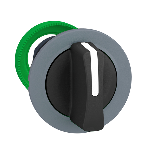 Flush mounted black selector switch head 3 pos return left to center cp grey