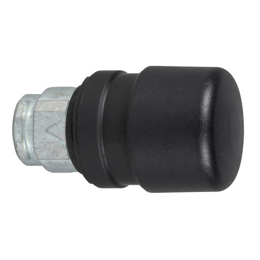 Black Ø30 mushroom pushbutton head Ø22 spring return