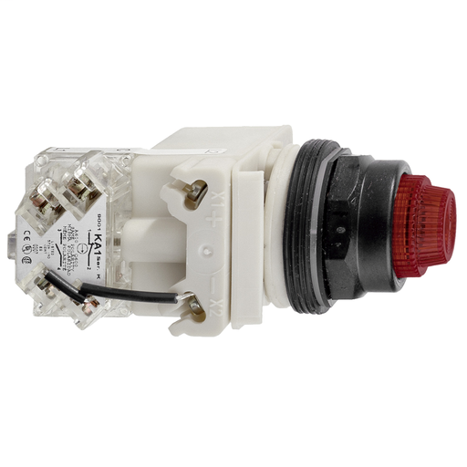 Red illuminated pushbutton Ø 30 – projecting spring return – 48 V – 1NO