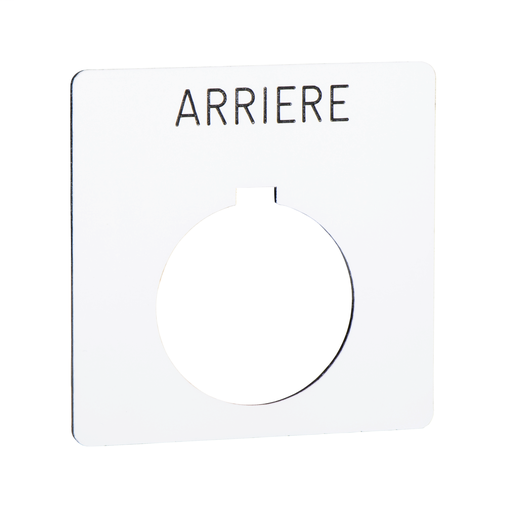 Plastic legend plate 57 x 57 mm – Ø 30 – white – ARRIERE