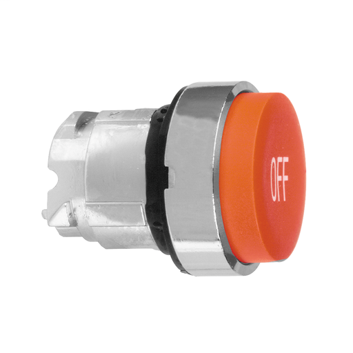 Red projecting pushbutton head Ø22 spring return “OFF”