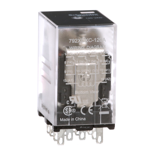 Power relay, Legacy, 4PDT, 6A, 120 VAC, clear cover