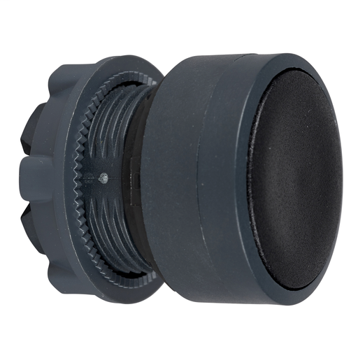 Black flush pushbutton head Ø22 spring return unmarked