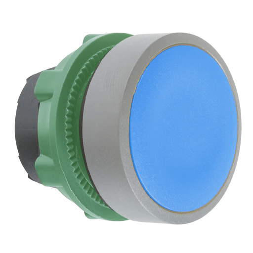 Blue flush pushbutton head push push colour plated grey