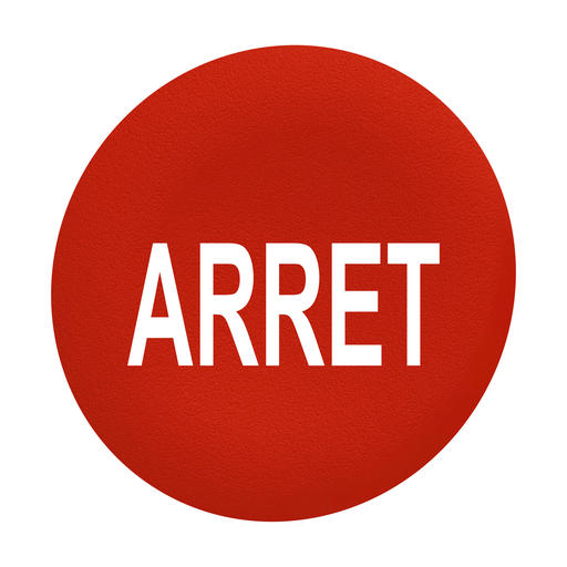 Red plain cap ARRET for flush mounted push button