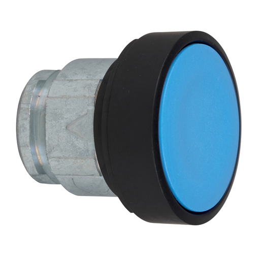 Blue flush pushbutton head Ø22 spring return unmarked