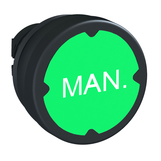 Pushbutton head for harsh environment – green – with marking