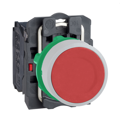 Red flush pushbutton 1NC screw clamp cp white