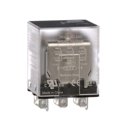 Power relay, Legacy, 15A, 3PDT, 24 VDC, clear cover