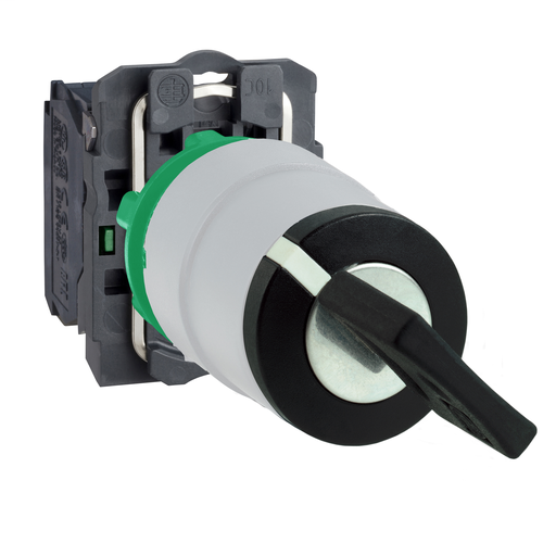 Selector switch 3 pos 2 pos return to center 2NO screw clamp cp white