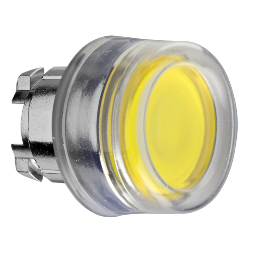 Yellow flush illuminated pushbutton head Ø22 spring return for integral LED