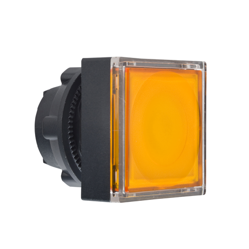 Orange square flush illum pushbutton head Ø22 spring return for integral LED