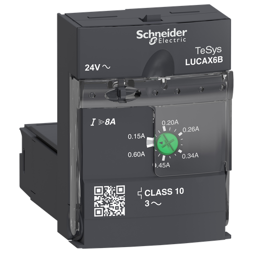 Standard control unit, TeSys U, 0.15-0.6A, 3P motors, thermal magnetic protection, class 10, coil 24V AC