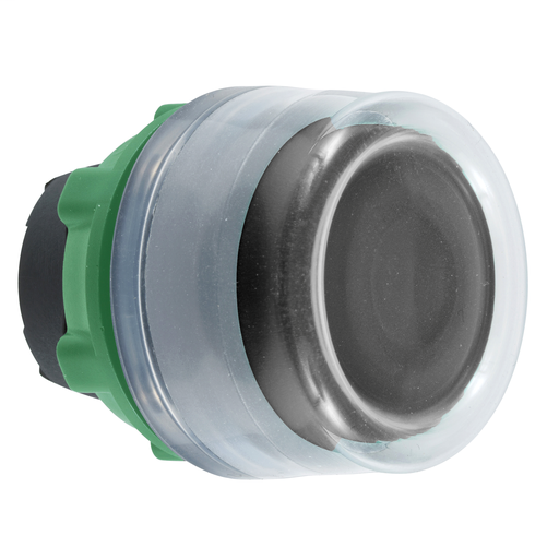 Black flush pushbutton head with clear boot cp grey