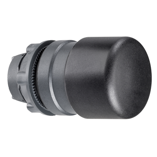 Black Ø30 mushroom pushbutton head Ø22 spring return