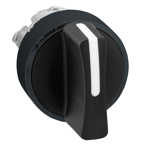 Black selector switch head Ø22 3-position stay put