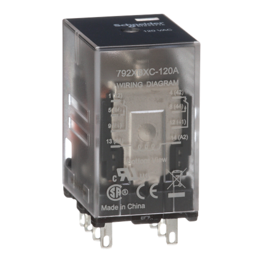 Power relay, Legacy, DPDT, 12A, 120 VAC, clear cover