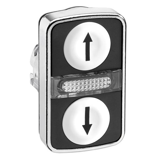 White flush/white flush illuminated double-headed pushbutton Ø22 with marking