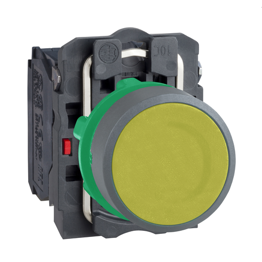 Yellow flush pushbutton 1NO 1NC screw clamp cp grey