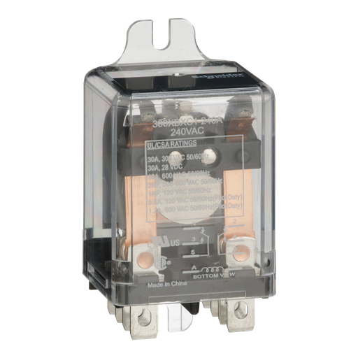 Power relay, Legacy, DPDT, 30A, 240 VAC, side flange cover