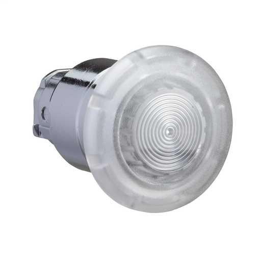 White Ø40 illum mushroom pushbutton head Ø22 spring return for integral LED