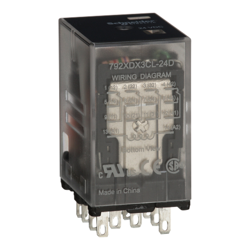 Power relay, Legacy, 4PDT, 6A, 24 VAC, clear cover