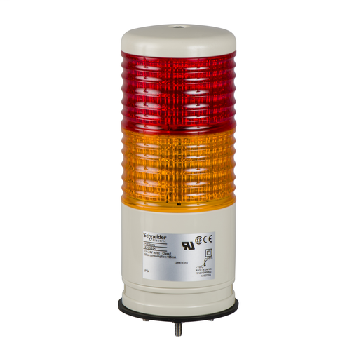 Monolithic tower light, red-orange, 60mm, base mounting, steady, without buzzer, IP54, 24 V AC DC