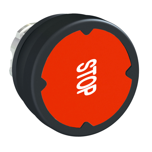 Pushbutton head for harsh environment – red – with marking-legend rotated 90°