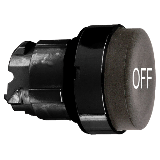 Black projecting pushbutton head Ø22 spring return “OFF”