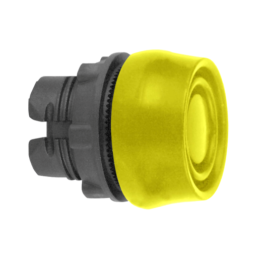 Yellow flush pushbutton head Ø22 spring return unmarked