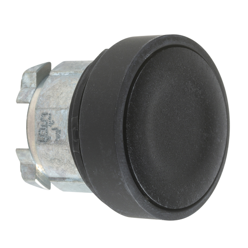 Black flush pushbutton head Ø22 spring return unmarked
