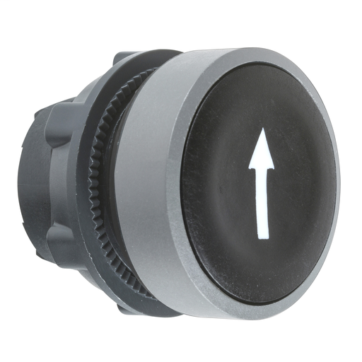 Black flush pushbutton head white marked “ARROW” cp grey