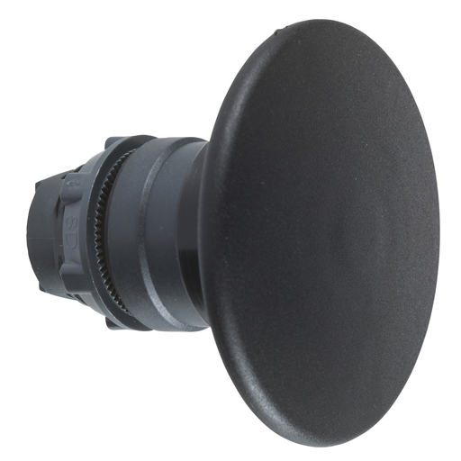 Black Ø60 mushroom pushbutton head Ø22 spring return