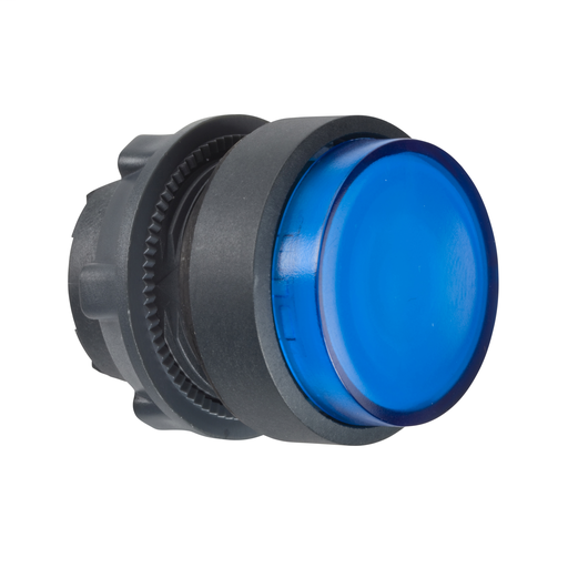 Blue projecting illuminated pushbutton head Ø22 spring return for BA9s bulb