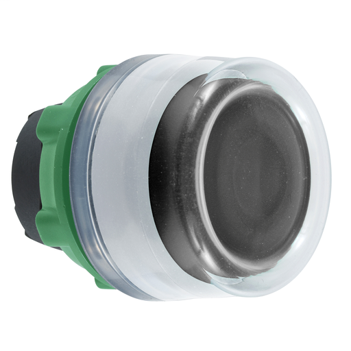 Black flush pushbutton head with clear boot cp white