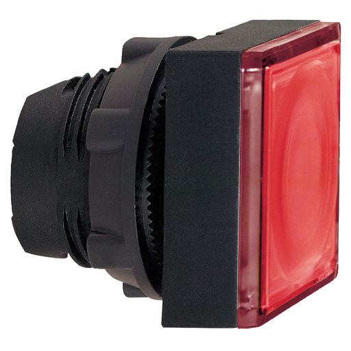 Red square flush illuminated pushbutton head Ø22 push-push for integral LED