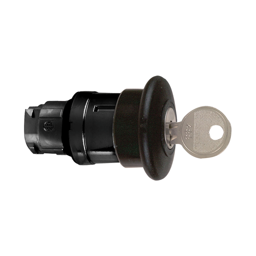 Black Ø40 mushroom pushbutton head Ø22 latching key release