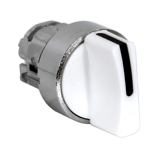 White selector switch head Ø22 3-position spring return